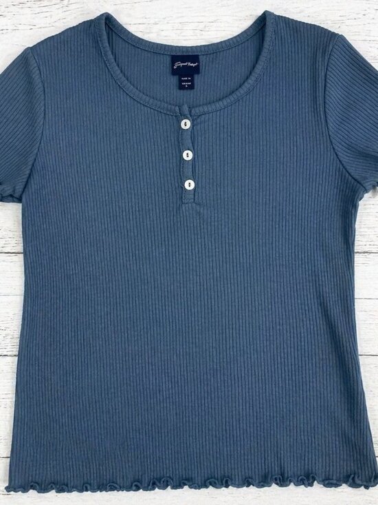 art class Other - Art Class Ribbed Henley Top Girls Size Large 10/12 Blue Ruffle Trim